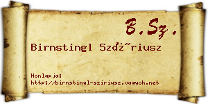 Birnstingl Szíriusz névjegykártya